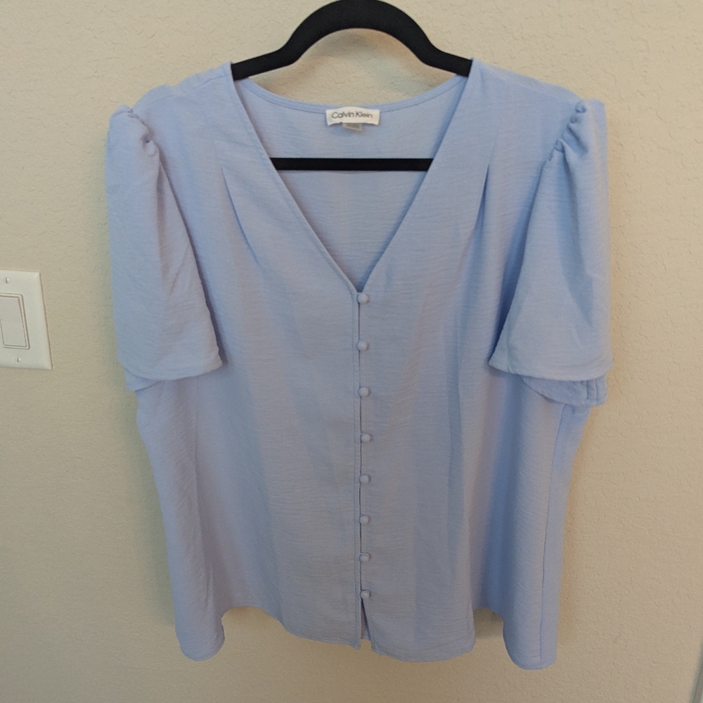 Calvin Klein Women's Light Blue Button Down Shirt